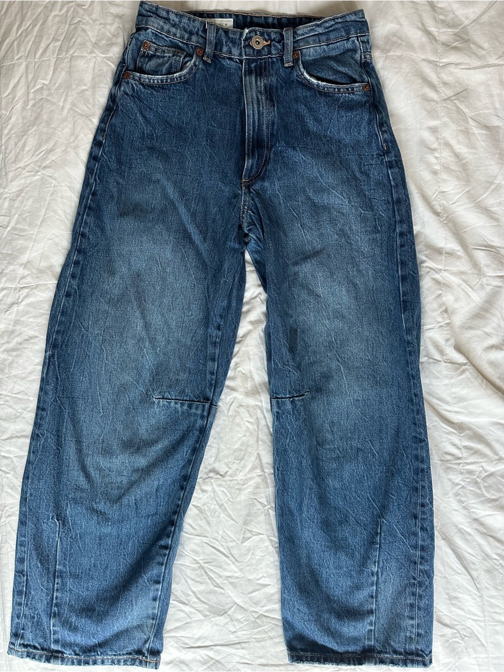 Zara Dark Blue Denim Relaxed Loose Jeans